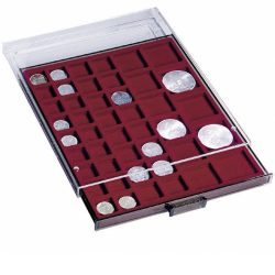 Leuchtturm MB coin box with sqare compartments (19x19-150x150 mm diameter, various diameter)