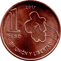 Argentína-2017-1 Peso-Rézbevonatú acél-UNC-Pénzérme