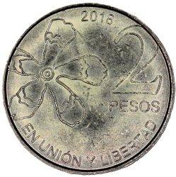 Argentína-2017-2 Peso-Sárgaréz bevonatú acél-UNC-Pénzérme