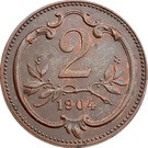 Ausztria-1892-1915-2 Heller-Bronz-VF-Pénzérme