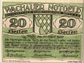 Ausztria 1920. 20 Heller-Wachauer-VF