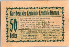 Ausztria 1920. 50 Heller-Landfriedstetten-VF 