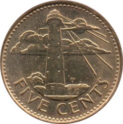 Barbados-2008-5 Cent-Sárgaréz bevonatú acél-VF-Pénzérme