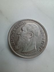 Belgium-1909-2 Frank-Ezüst-Pénzérme