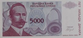 Bosznia-Hercegovina (Srpska) 1993. 5000 Dinara -UNC