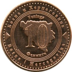 Bosznia-Hercegovina-2017-10 Feninga-Rézbevonatú acél-UNC-Pénzérme