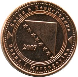 Bosznia-Hercegovina-2017-20 Feninga-Rézbevonatú acél-UNC-Pénzérme