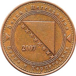 Bosznia-Hercegovina-2021-50 Feninga-Rézbevonatú acél-UNC-Pénzérme