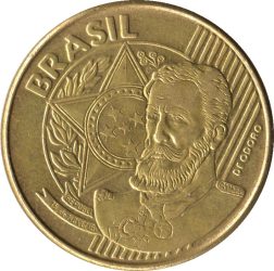Brazília-2004-25 Centavos-Bronz-Acél-UNC-Pénzérme