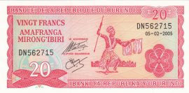 Burundi 1991. 20 Frank-UNC