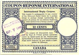 Kanada 1946. 12 Cents-VF (Nemzetközi posta kupon 1946 bélyegzés)