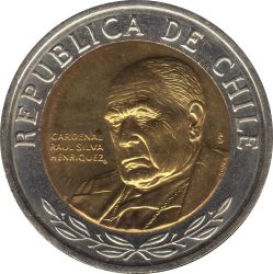 Chile-2022-500 Peso-Bimetál-UNC-Pénzérme