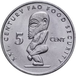 Cook-Szigetek-2000-5 Cent-Nikkelezett acél-UNC-Pénzérme