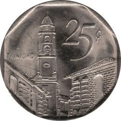 Kuba-1998-25 Centavos-Nikkelezett acél-VF-Pénzérme