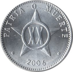 Kuba-2009-20 Centavos-Alumínium-UNC-Pénzérme