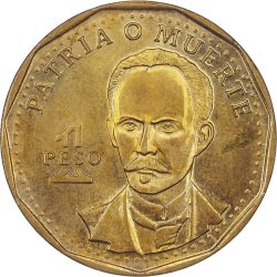 Kuba-2013-1 Peso-Sárgaréz bevonatú acél-UNC-Pénzérme