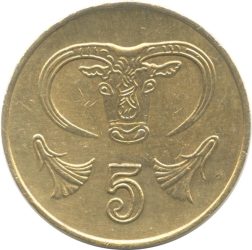Ciprus-1988-5 Cent-Nikkel-réz-VF-Pénzérme