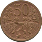Csehszlovákia-1947-1950-50 Haleru-Sárgaréz-VF-Pénzérme
