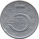 Csehszlovákia-1966-1990-5 Korun-Réz-Nikkel-VF-Pénzérme