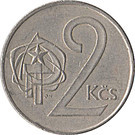 Csehszlovákia-1972-1990-2 Koruny-Réz-Nikkel-VF-Pénzérme