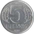 Német Demokratikus Köztársaság-1990-5 Pfennig-Aluminium-UNC-Pénzérme