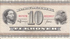 Dánia 1970. 10 Kronor-VF (Prefix B)