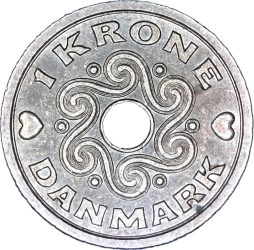 Dánia-2006-1 Krone-Réz-nikkel-UNC-Pénzérme
