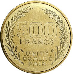 Dzsibuti-1991-500 Francs-Alumíniumbronz-UNC-Pénzérme