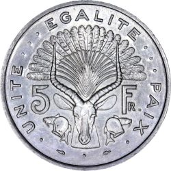 Dzsibuti-1991-5 Francs-Alumínium-UNC-Pénzérme