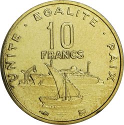 Dzsibuti-2013-10 Francs-Alumíniumbronz-UNC-Pénzérme