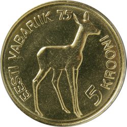 Észtország-1993-5 Krooni-Északi arany-UNC-Pénzérme