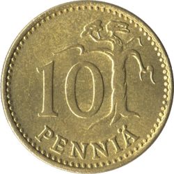 Finnország-1972-10 Penny-Alumíniumbronz-UNC-Pénzérme