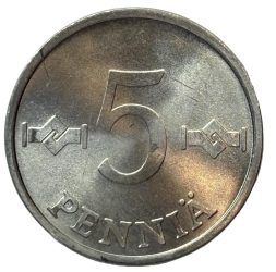 Finnország-1977-5 Penny-Alumínium-UNC-Pénzérme