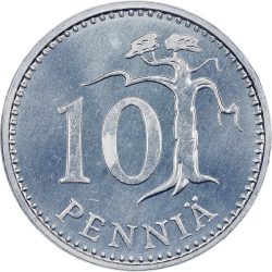 Finnország-1987-10 Penny-Alumínium-UNC-Pénzérme