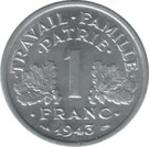 Franciaország-1944-1 Franc-Aluminium-VF-Pénzérme