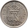 Nagy-Britannia-1948-6 Pence-Réz-Nikkel-VF-Pénzérme