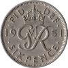 Nagy-Britannia-1949-1952-6 Pence-Réz-Nikkel-VF-Pénzérme