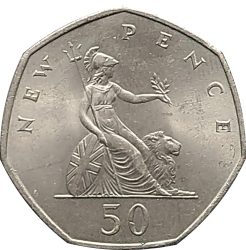 Nagy-Britannia-1969-50 New Penny-Bronz-VF-Pénzérme Nagy-Britannia-1969-50 New Penny-Bronz-VF-Pénzérme