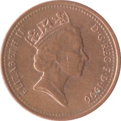 Nagy-Britannia-1993-1997-1 Penny-Réz-Acél-VF-Pénzérme