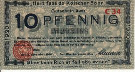 Németország 1920. 10 Pfennig-Köln-VF 