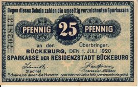 Németország 1920. 25 Pfennig-Bückeburg-VF 