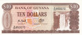 Guyana 1966-1992. 10 Dollars UNC