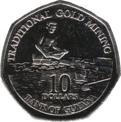 Guyana-2007-10 Dollár-Nikkelezett acél-UNC-Pénzérme