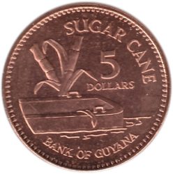 Guyana-2008-5 Dollár-Rézbevonatú acél-UNC-Pénzérme