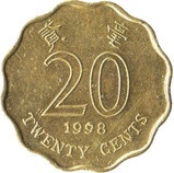 Hongkong-1998-20 Cents-Nikkel-Sárgaréz-VF-Pénzérme