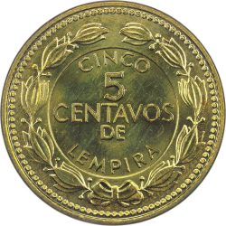 Honduras-2012-5 Centavos-Sárgaréz bevonatú acél-UNC-Pénzérme
