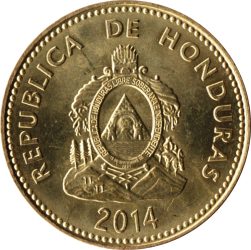 Honduras-2014-10 Centavos-Sárgaréz bevonatú acél-UNC-Pénzérme