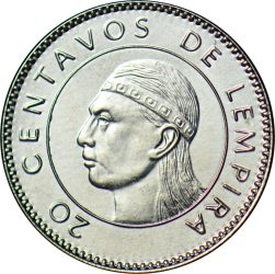 Honduras-2016-20 Centavos-Nikkelezett acél-UNC-Pénzérme