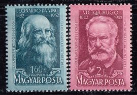 Hungary-1952 set-Leonardo Da Vinci and Victor Hugo-UNC-Stamps
