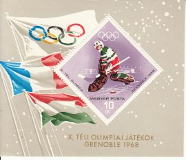 18.Magyarország-1967 blokk-Téli Olimpia-UNC-Bélyeg